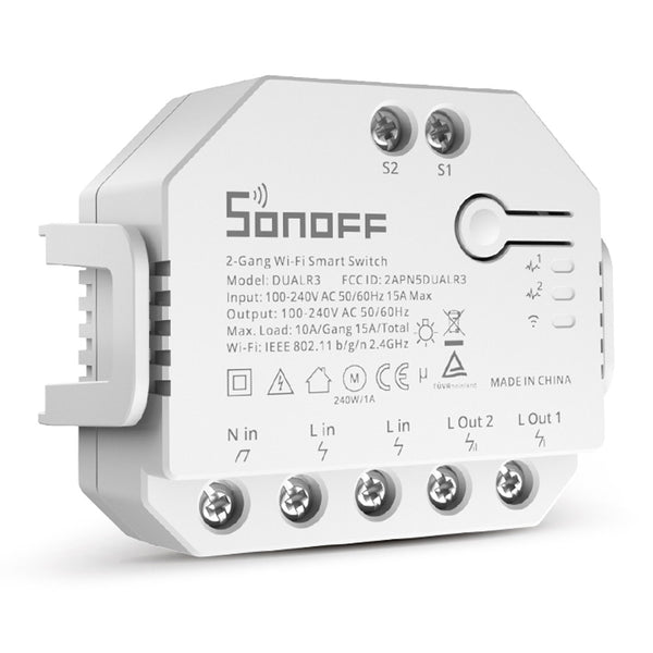 SONOFF DUALR3 2 Gang WiFi Smart Light Switch 2 Way DIY Breaker Module Remote Control with Power Meter