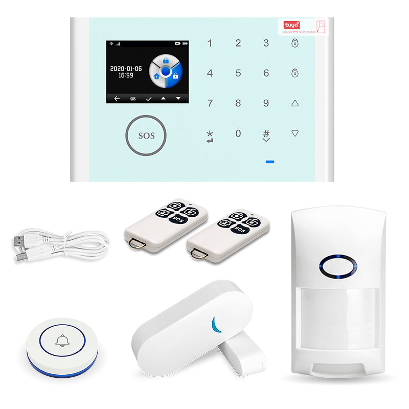 CS118 WiFi GSM Home Anti-theft Intruder Smart Alarm System 1 Door Magnetic Sensor 2 Remote Controls Touch Screen Host Tuya APP Voice Control Security System