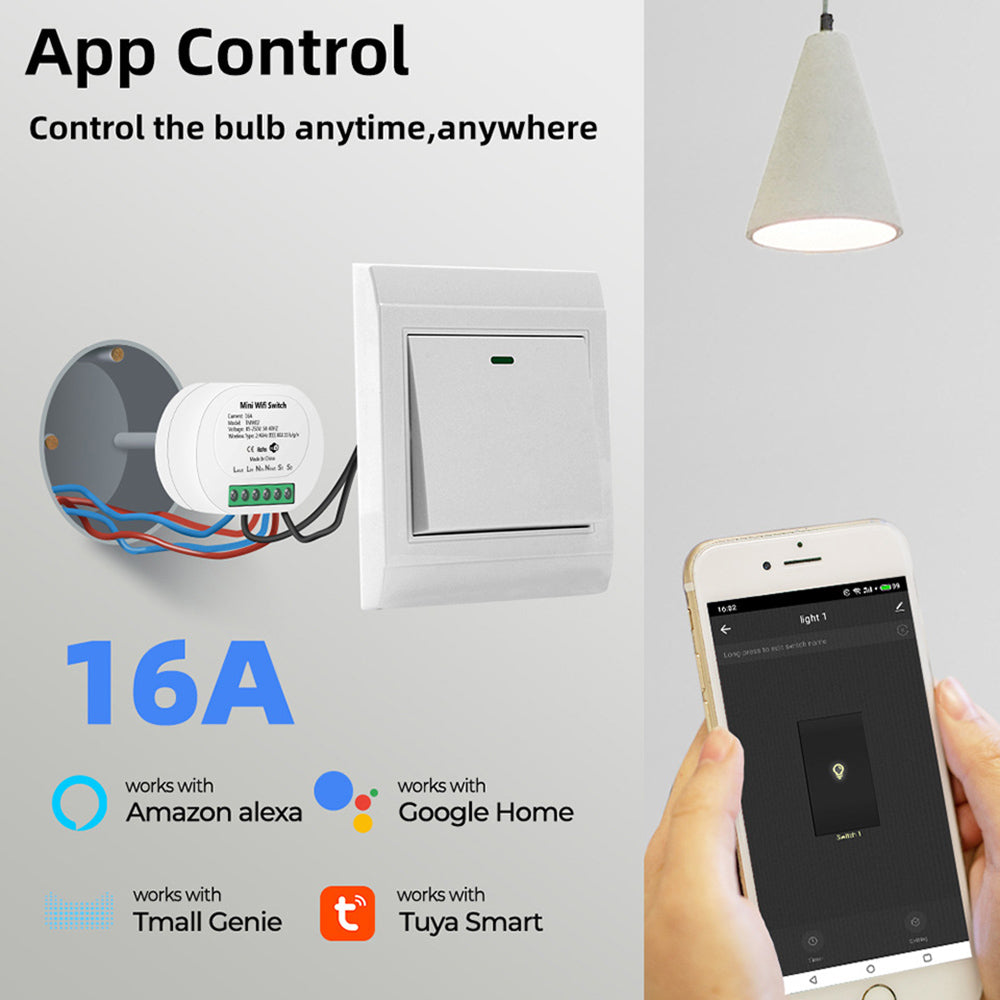TMW402P 16A Tuya WiFi + 433MHz Smart Switch 16A 2-Way Control Wireless Switch Voice Control Modified Parts