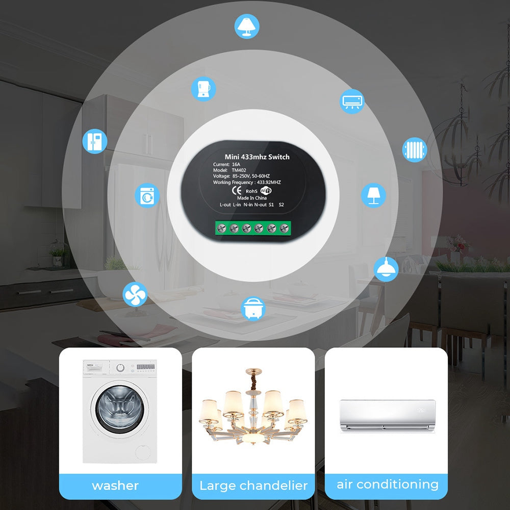 TMW402P 16A Tuya WiFi + 433MHz Smart Switch 16A 2-Way Control Wireless Switch Voice Control Modified Parts
