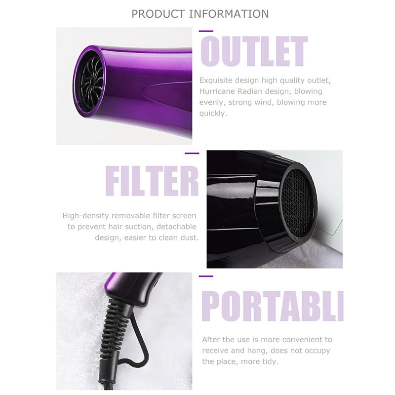 Home Dormitory High Power Hair Dryer Styling Tool Blow Dryer Hot / Cold Wind Negative Ions Hairdryer
