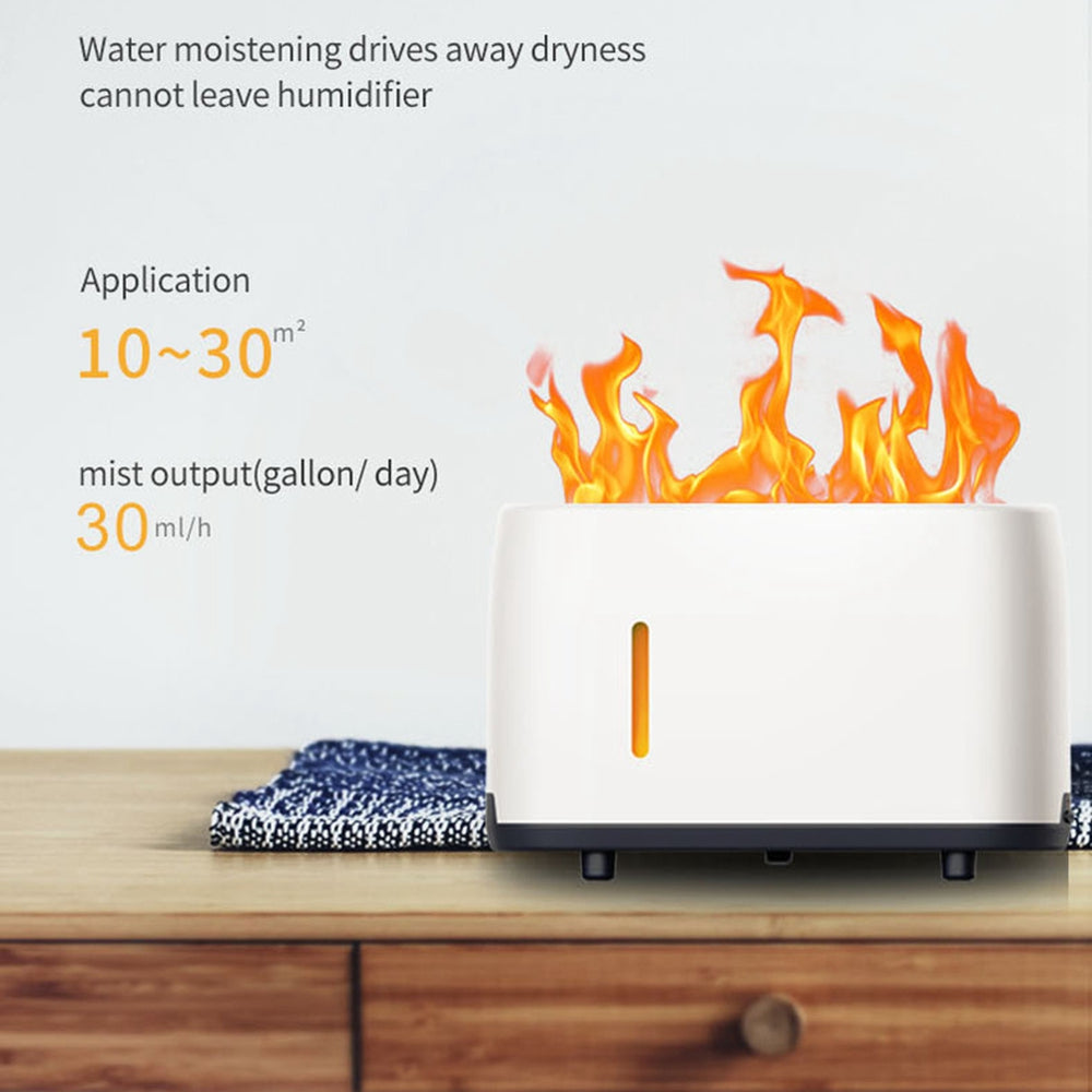 240ml Simulation Flame Humidifier Essential Oil Aroma Diffuser with RGB Light and Remote Control