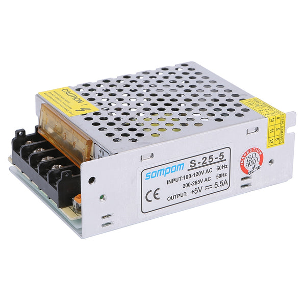 SOMPOM S-25-5 5V 5.5A 25W Power Supply LED Driver Universal Regulated Transformer DC Adapter