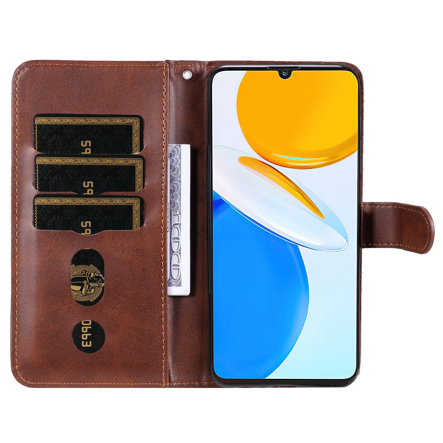 For Honor X7/Play 30 Plus 5G Wallet Phone Case PU Leather Zipper Pocket Flip Stand Design Magnetic Closure Cover