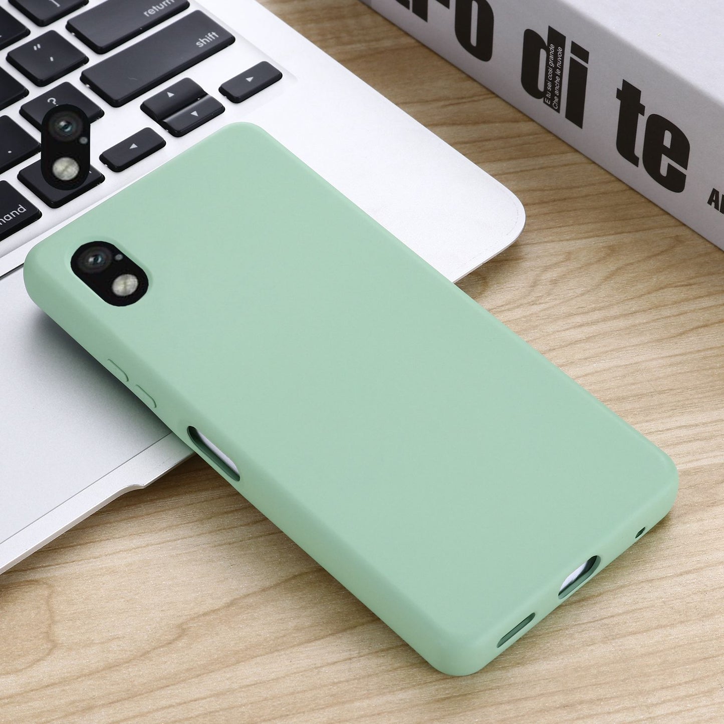 For Sony Xperia Ace III Shockproof Soft Liquid Silicone Phone Case Wear-resistant Precise Cutouts Back Cover with Strap