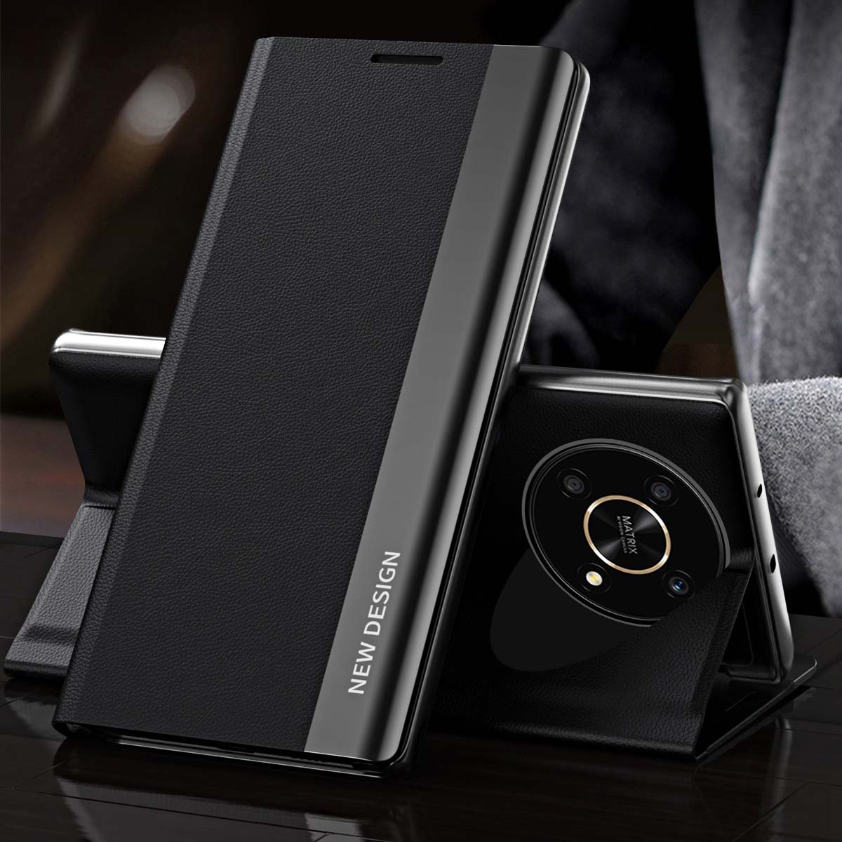 For Honor X9 5G/X30 5G/Magic4 Lite 5G Wear-resistant PU Leather Stand Function Case Magnetic Absorption Electroplating Anti-drop Cell Phone Cover