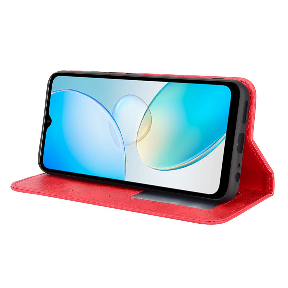 For Infinix Hot 12i 4G Anti-drop PU Leather Retro Flip Wallet Case Stand Function Flip Auto Closing Magnetic Cover