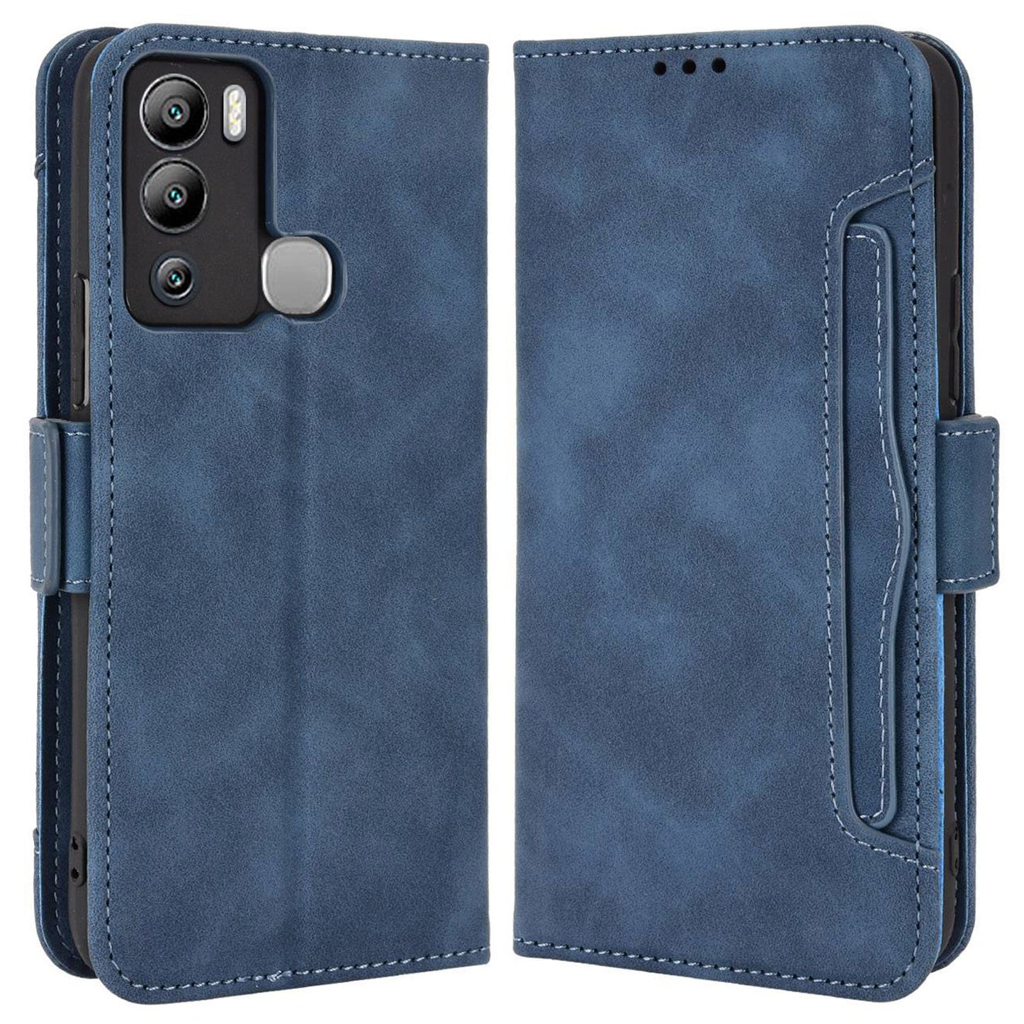 For Infinix Hot 12i 4G Multiple Card Slots PU Leather Cover Double Magnetic Clasp Full-protection Phone Stand Wallet Case