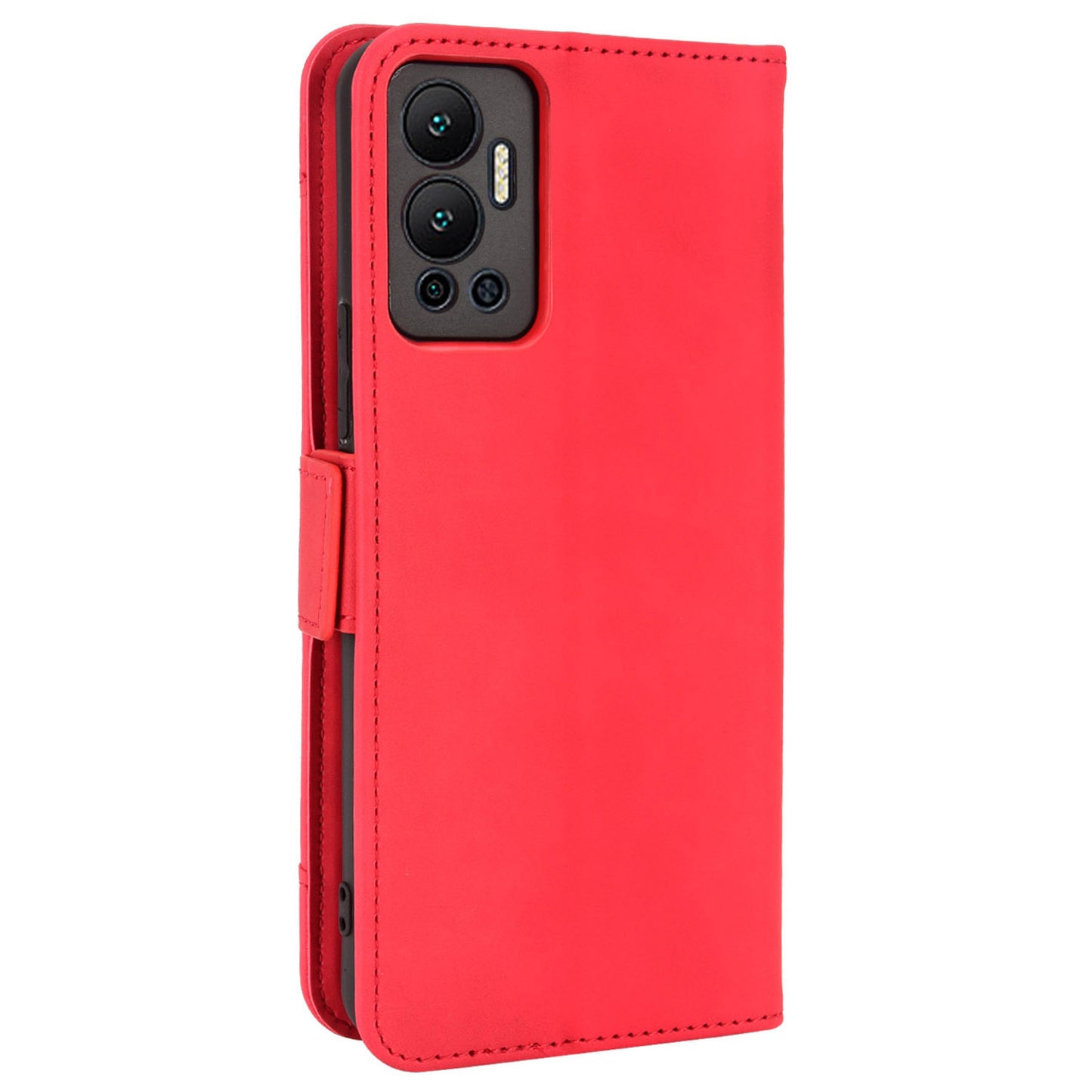For Infinix Hot 12 4G Multiple Card Slots PU Leather Phone Cover Double Magnetic Clasp Drop-proof Stand Wallet Case