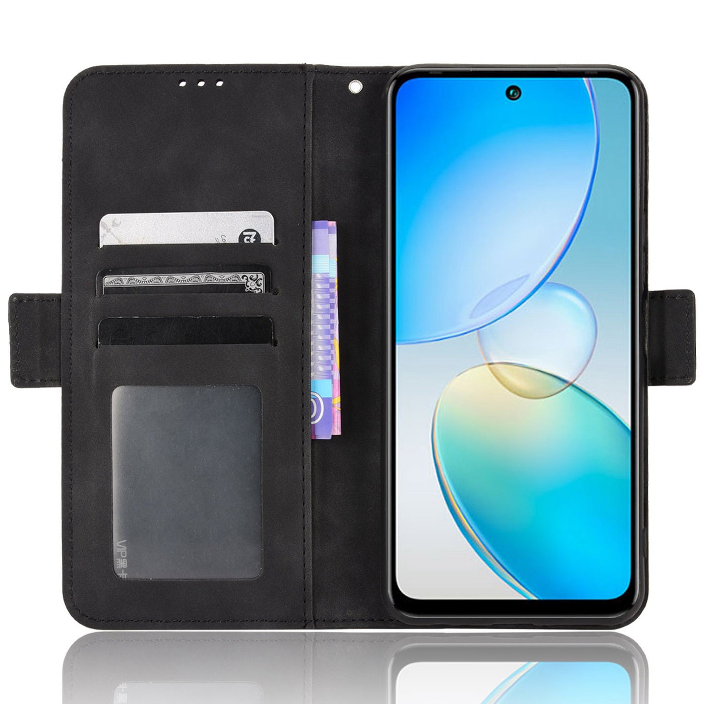 For Infinix Hot 12 4G Multiple Card Slots PU Leather Phone Cover Double Magnetic Clasp Drop-proof Stand Wallet Case