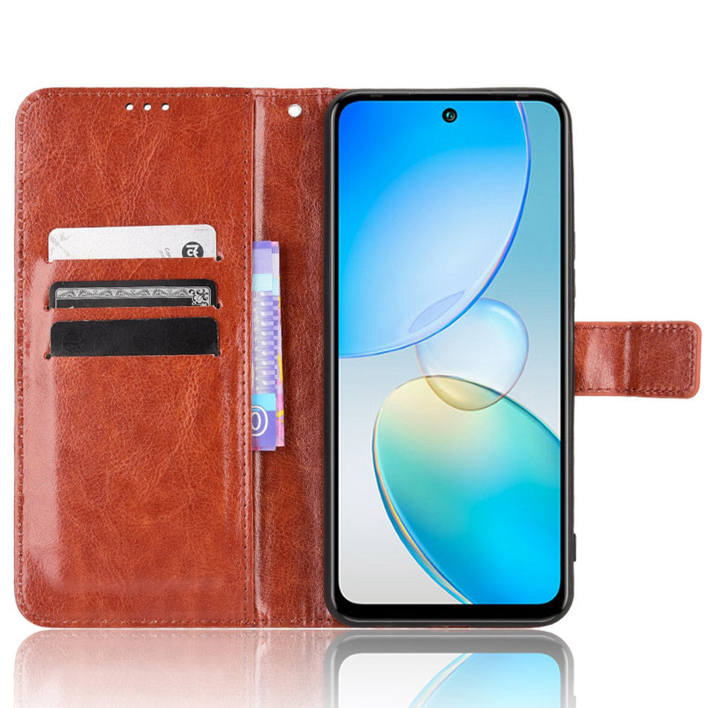 For Infinix Hot 12 4G Phone Stand Wallet Protective Case Crazy Horse Texture Magnetic Clasp PU Leather Cover