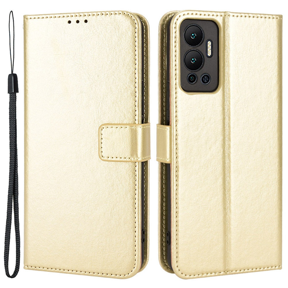 For Infinix Hot 12 4G Phone Stand Wallet Protective Case Crazy Horse Texture Magnetic Clasp PU Leather Cover