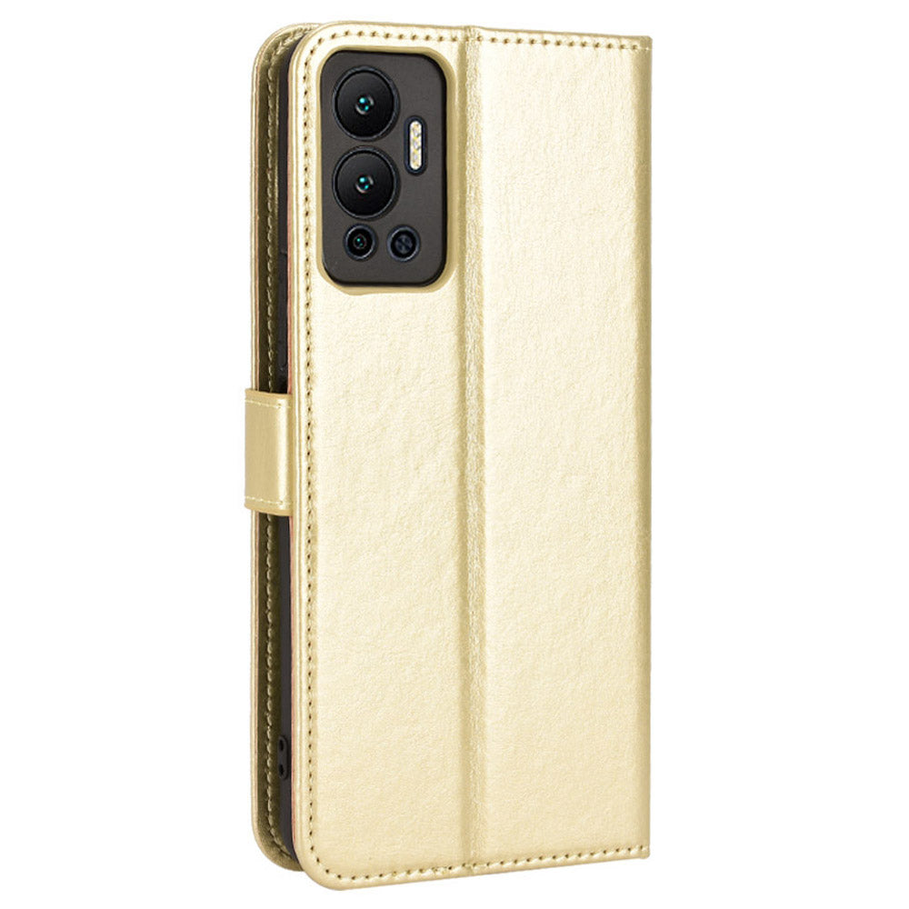 For Infinix Hot 12 4G Phone Stand Wallet Protective Case Crazy Horse Texture Magnetic Clasp PU Leather Cover