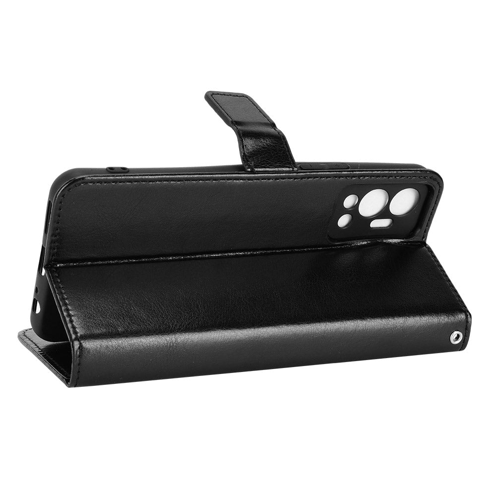 For Infinix Hot 12 4G Phone Stand Wallet Protective Case Crazy Horse Texture Magnetic Clasp PU Leather Cover
