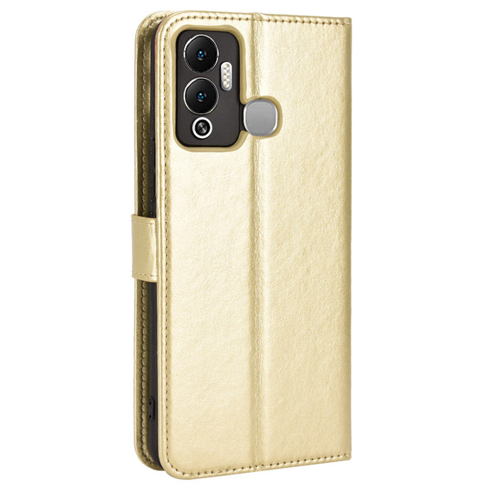 For Infinix Hot 12 Play 4G Crazy Horse Texture Flip Stand Wallet Phone Case Magnetic Clasp PU Leather Protective Cover