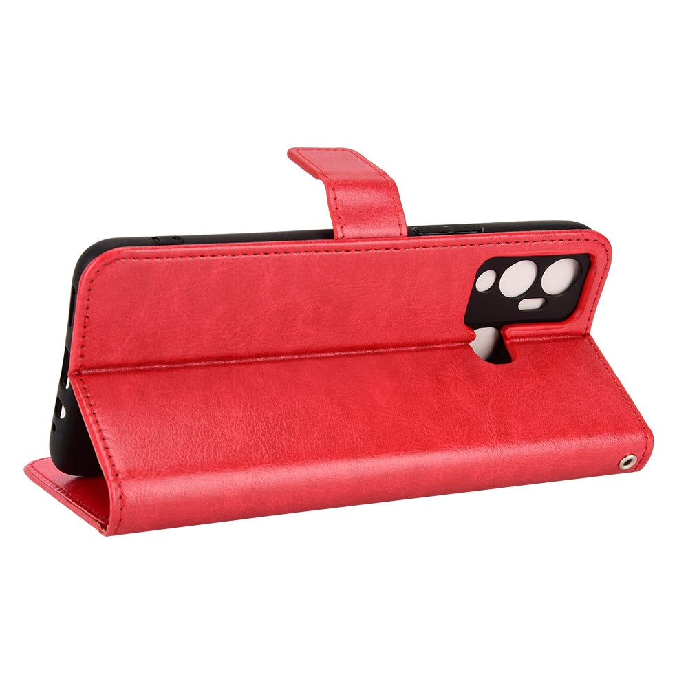 For Infinix Hot 12 Play 4G Crazy Horse Texture Flip Stand Wallet Phone Case Magnetic Clasp PU Leather Protective Cover