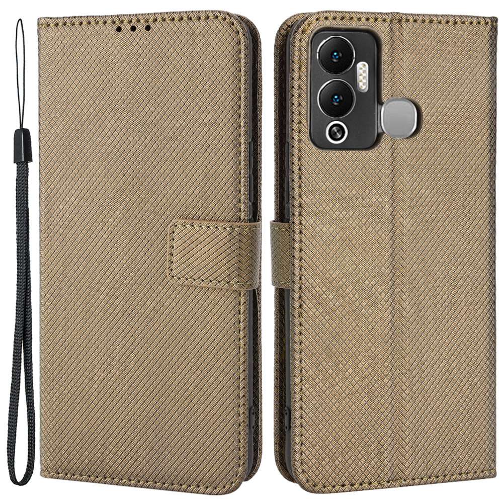 For Infinix Hot 12 Play 4G Diamond Texture PU Leather Drop-proof Cover Magnetic Clasp Phone Stand Wallet Case