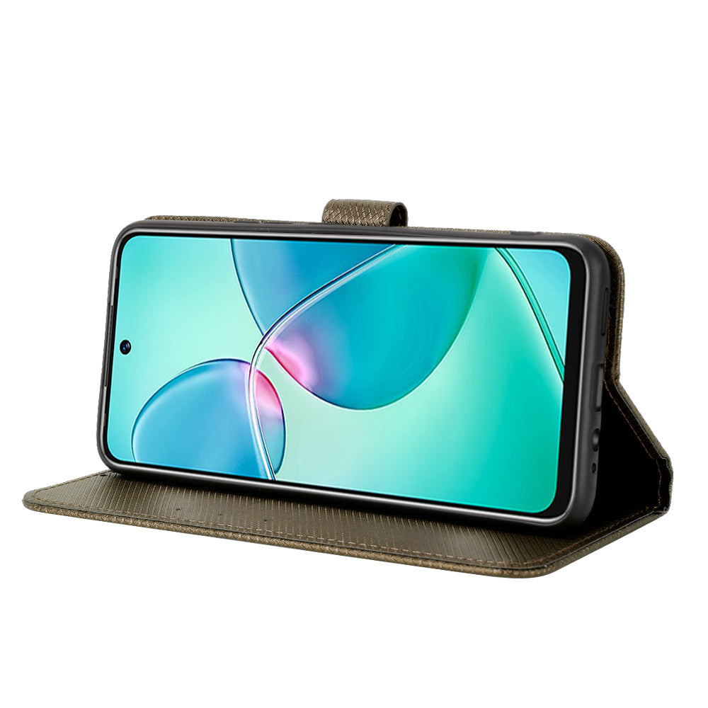 For Infinix Hot 12 Play 4G Diamond Texture PU Leather Drop-proof Cover Magnetic Clasp Phone Stand Wallet Case