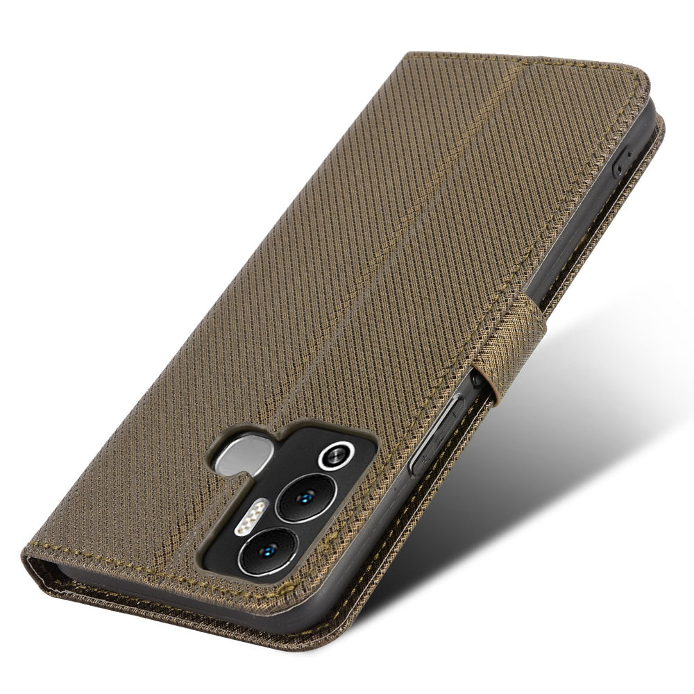 For Infinix Hot 12 Play 4G Diamond Texture PU Leather Drop-proof Cover Magnetic Clasp Phone Stand Wallet Case