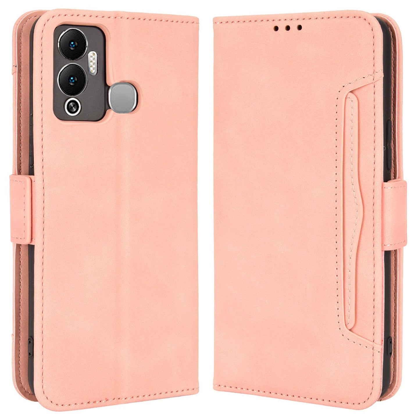 For Infinix Hot 12 Play 4G Anti-scratch Phone Flip Case with Multiple Card Slots PU Leather Phone Cover Double Magnetic Clasp Stand Wallet Case