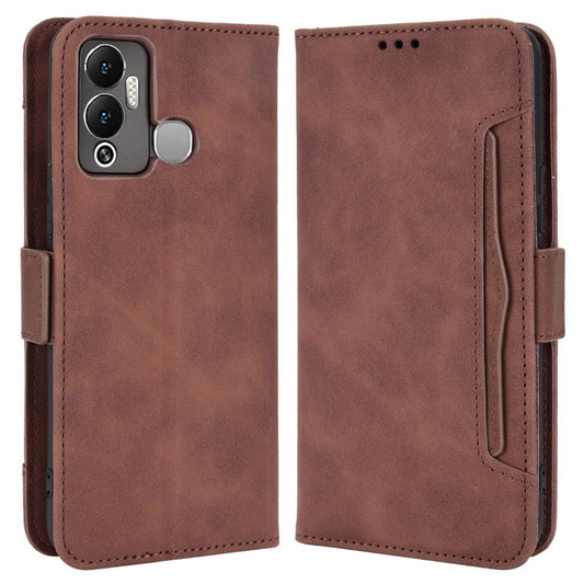 For Infinix Hot 12 Play 4G Anti-scratch Phone Flip Case with Multiple Card Slots PU Leather Phone Cover Double Magnetic Clasp Stand Wallet Case