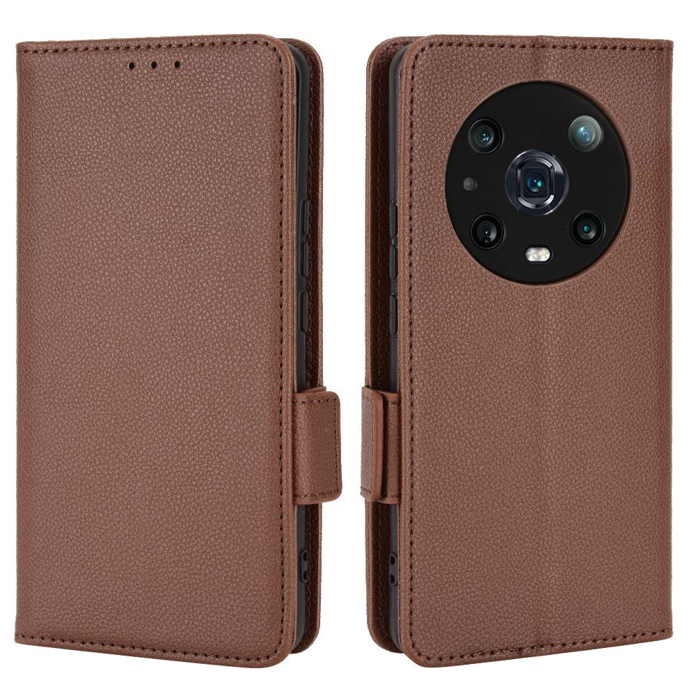 For Honor Magic4 Pro 5G Magnetic Closure Litchi Texture PU Leather Phone Case Stand Wallet Anti-scratch Phone Cover