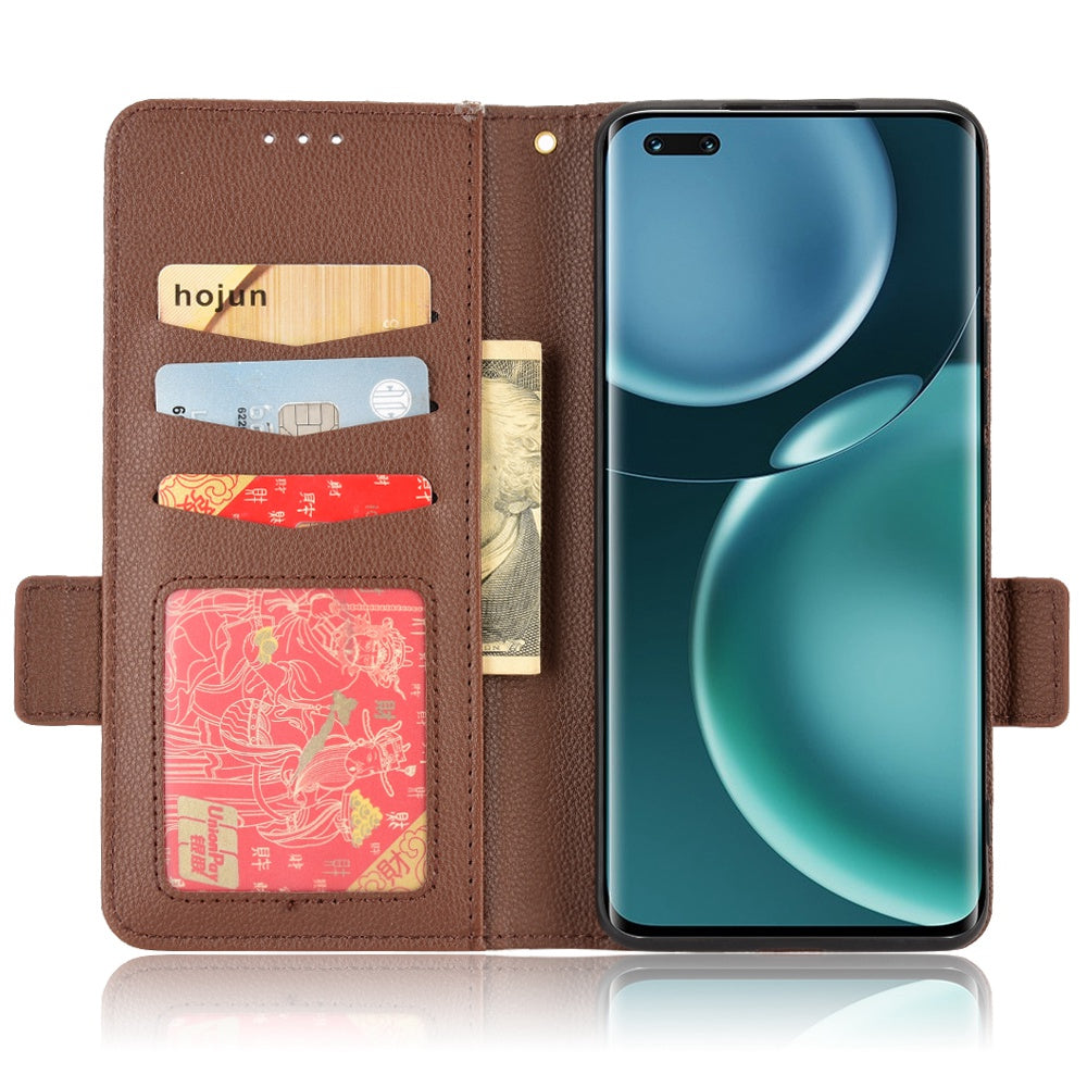 For Honor Magic4 Pro 5G Magnetic Closure Litchi Texture PU Leather Phone Case Stand Wallet Anti-scratch Phone Cover