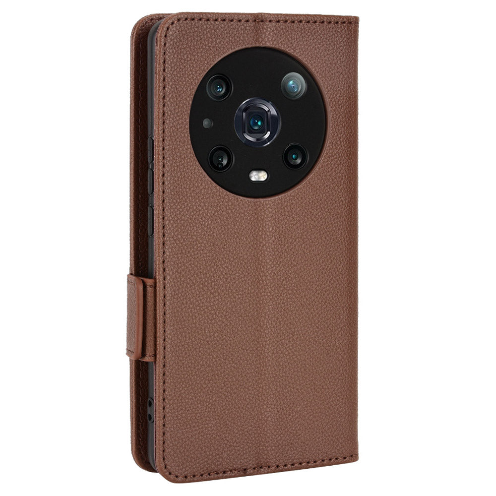For Honor Magic4 Pro 5G Magnetic Closure Litchi Texture PU Leather Phone Case Stand Wallet Anti-scratch Phone Cover