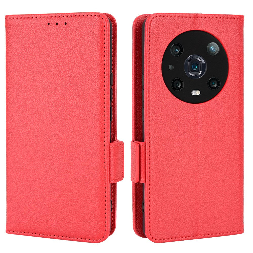 For Honor Magic4 Pro 5G Magnetic Closure Litchi Texture PU Leather Phone Case Stand Wallet Anti-scratch Phone Cover