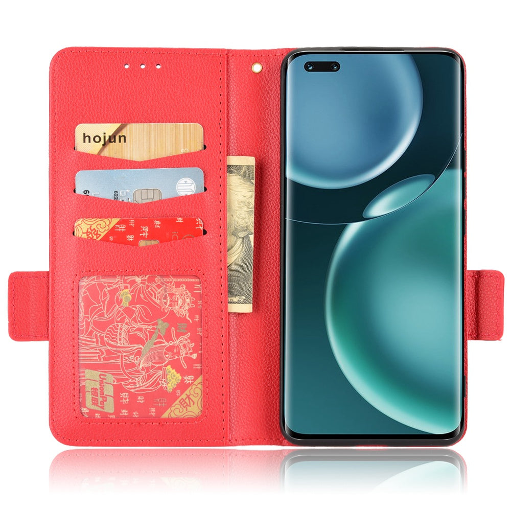 For Honor Magic4 Pro 5G Magnetic Closure Litchi Texture PU Leather Phone Case Stand Wallet Anti-scratch Phone Cover