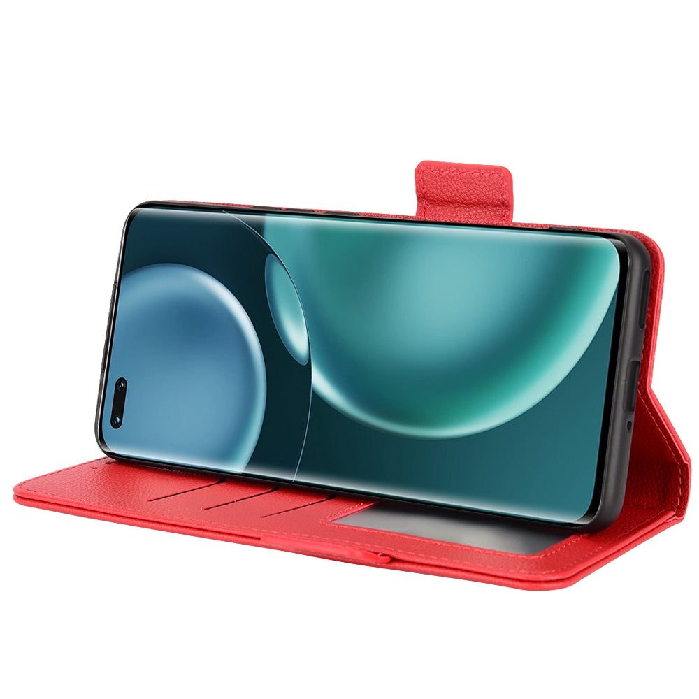 For Honor Magic4 Pro 5G Magnetic Closure Litchi Texture PU Leather Phone Case Stand Wallet Anti-scratch Phone Cover