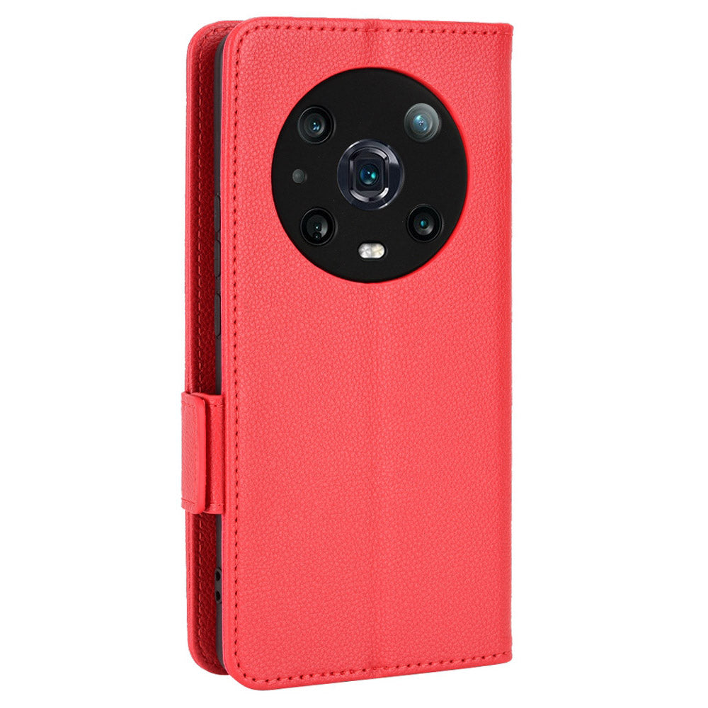For Honor Magic4 Pro 5G Magnetic Closure Litchi Texture PU Leather Phone Case Stand Wallet Anti-scratch Phone Cover