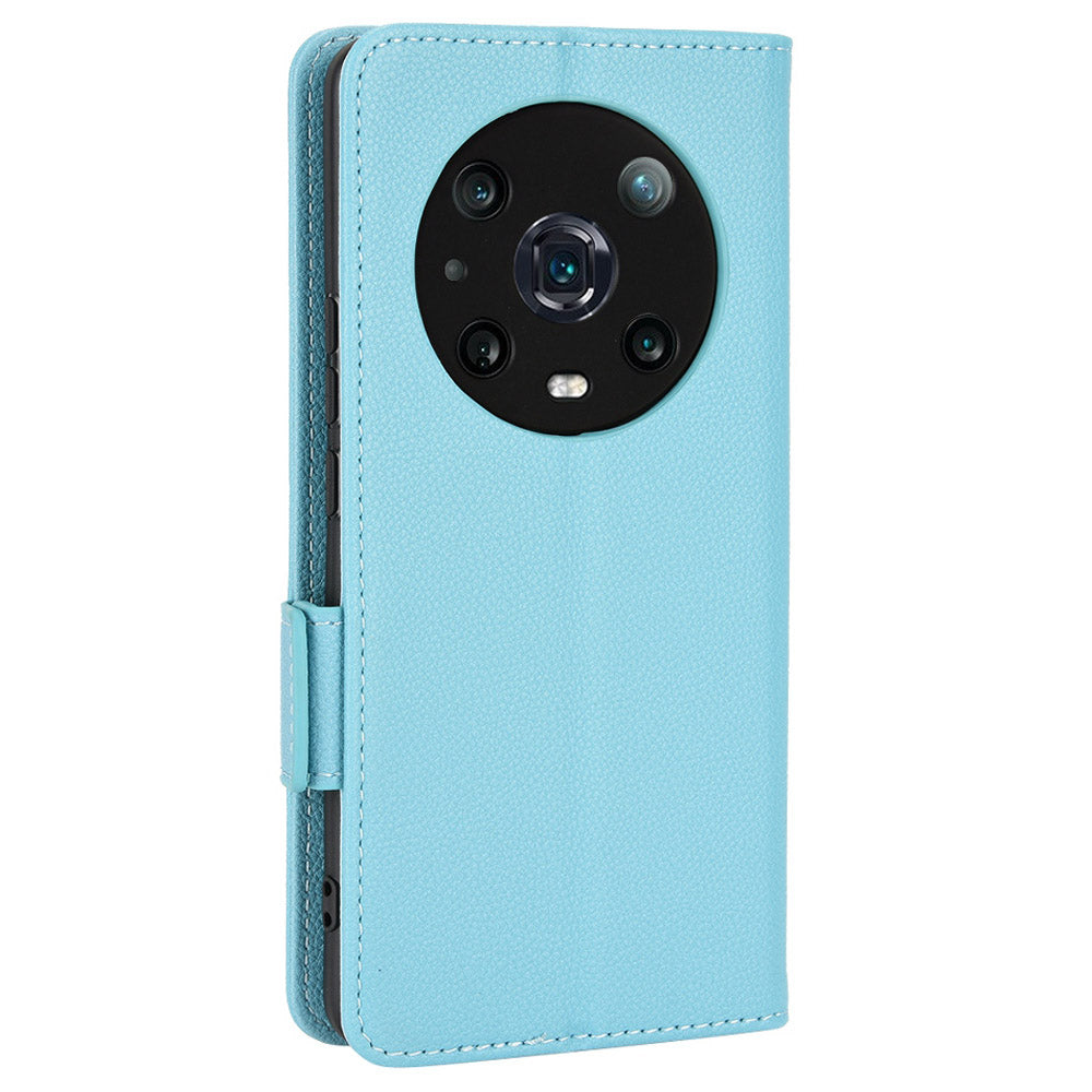 For Honor Magic4 Pro 5G Magnetic Closure Litchi Texture PU Leather Phone Case Stand Wallet Anti-scratch Phone Cover