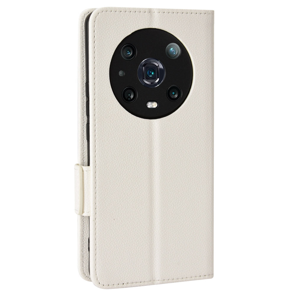 For Honor Magic4 Pro 5G Magnetic Closure Litchi Texture PU Leather Phone Case Stand Wallet Anti-scratch Phone Cover