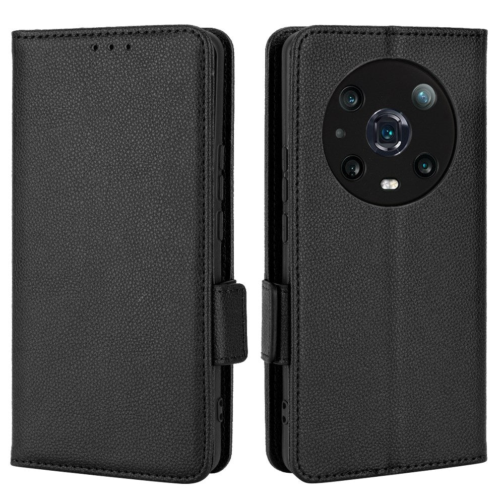For Honor Magic4 Pro 5G Magnetic Closure Litchi Texture PU Leather Phone Case Stand Wallet Anti-scratch Phone Cover