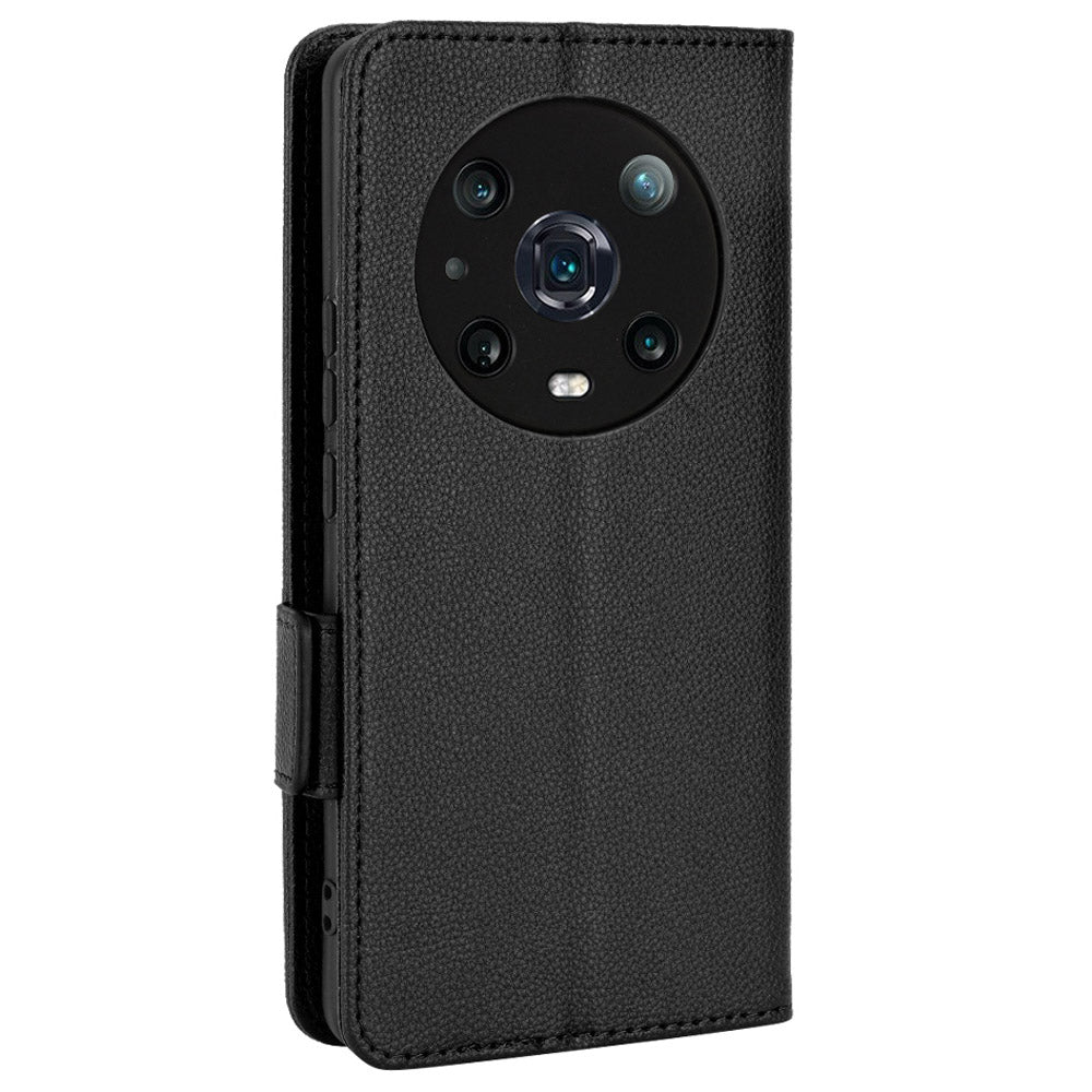 For Honor Magic4 Pro 5G Magnetic Closure Litchi Texture PU Leather Phone Case Stand Wallet Anti-scratch Phone Cover