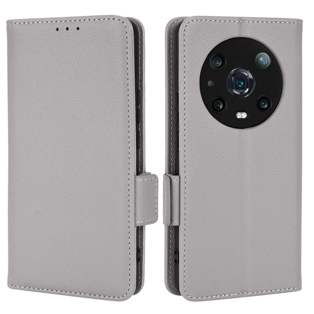 For Honor Magic4 Pro 5G Magnetic Closure Litchi Texture PU Leather Phone Case Stand Wallet Anti-scratch Phone Cover