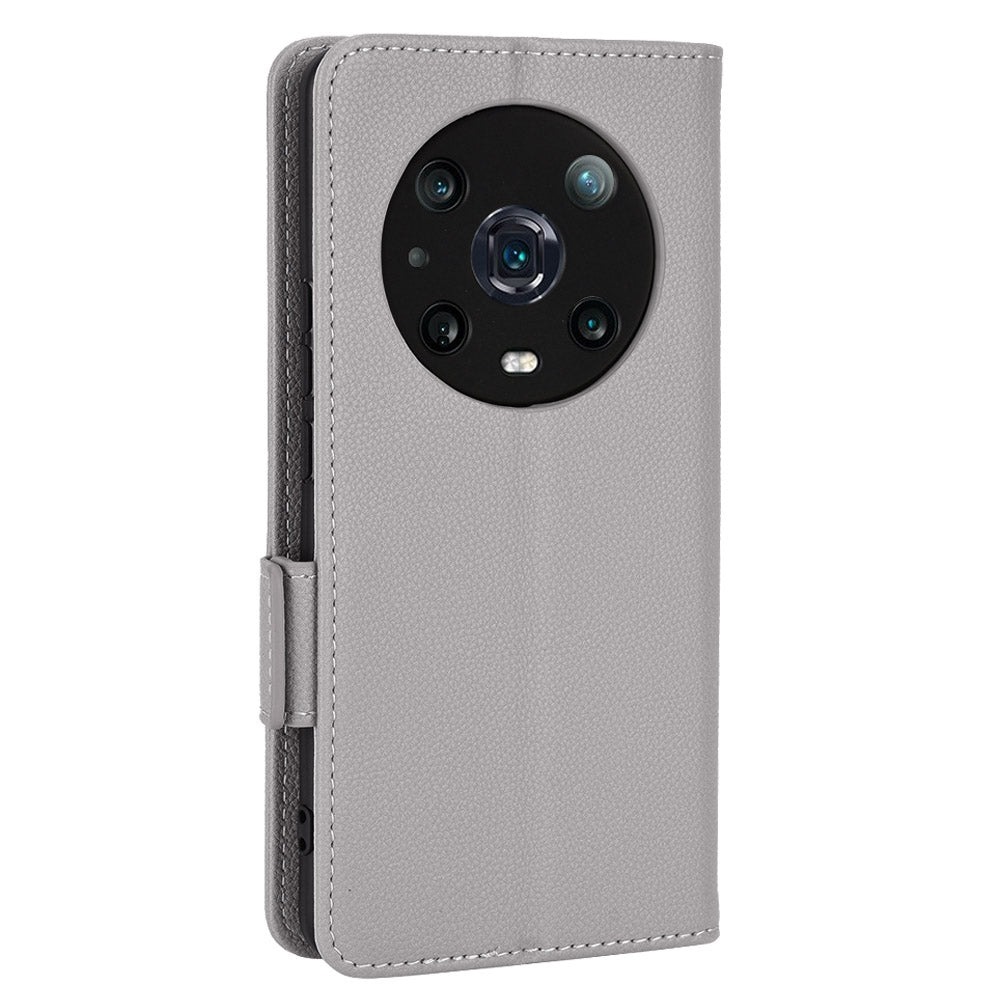 For Honor Magic4 Pro 5G Magnetic Closure Litchi Texture PU Leather Phone Case Stand Wallet Anti-scratch Phone Cover