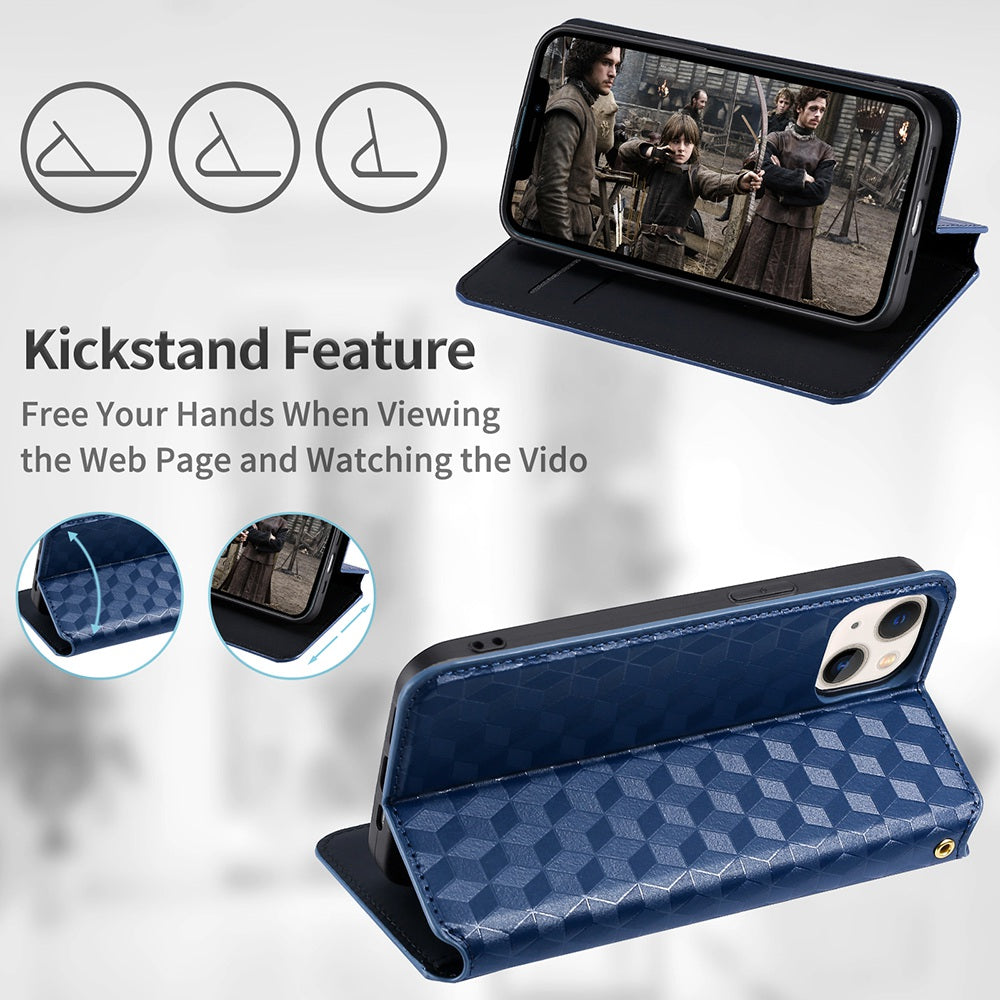 For Infinix Hot 12i 4G X665 Imprinted Rhombus Pattern Magnetic Absorption Leather Case Viewing Stand Shockproof Flip Wallet Cover