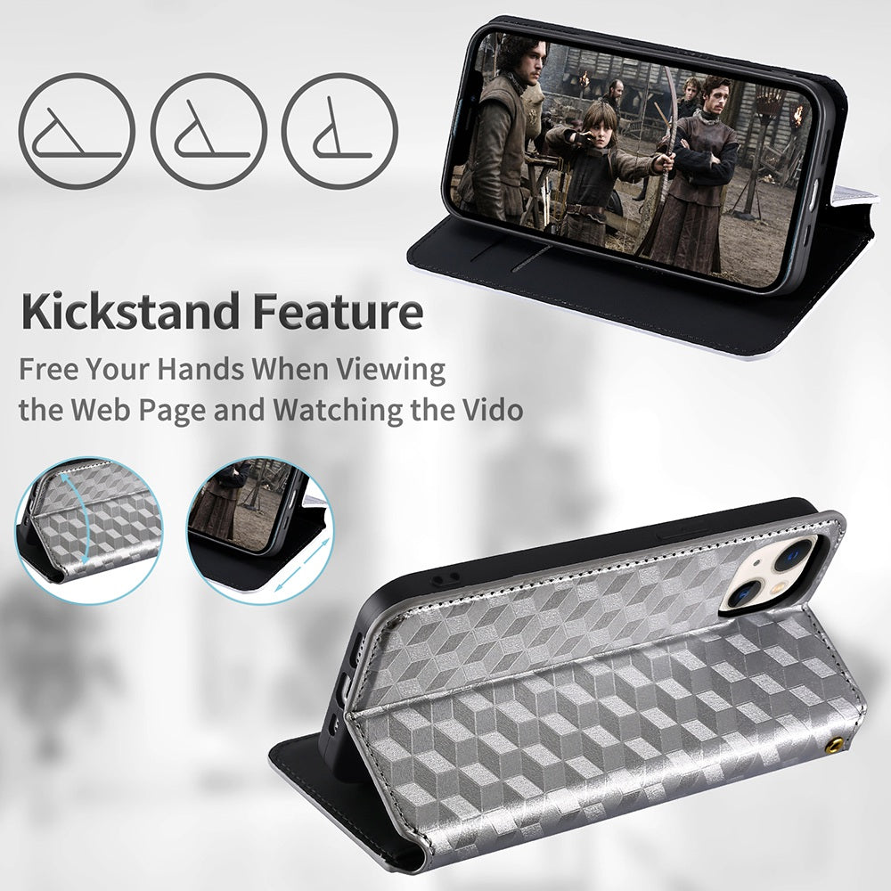For Infinix Hot 12i 4G X665 Imprinted Rhombus Pattern Magnetic Absorption Leather Case Viewing Stand Shockproof Flip Wallet Cover