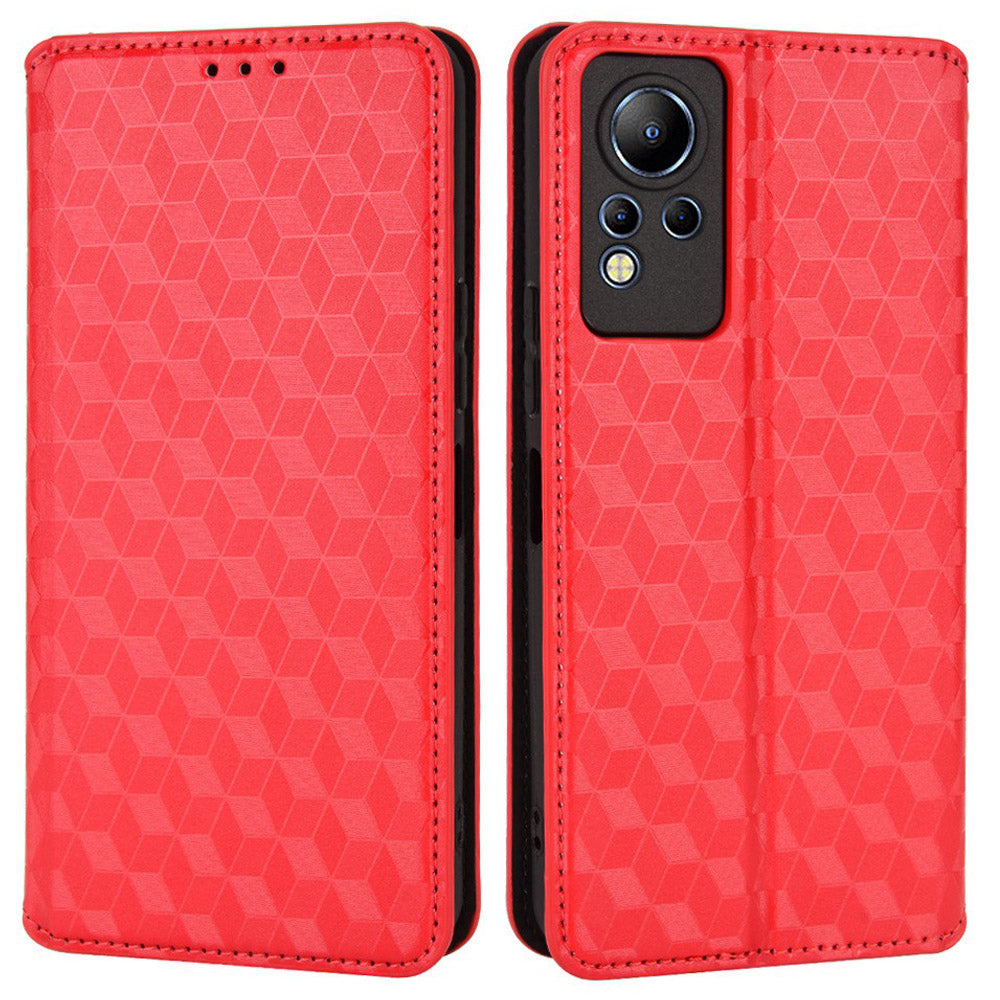 For Infinix Note 12 4G X663, X663C, X663D Imprinted Rhombus Pattern Wallet Design Flip Case PU Leather Magnetic Auto-absorbed Stand Cover