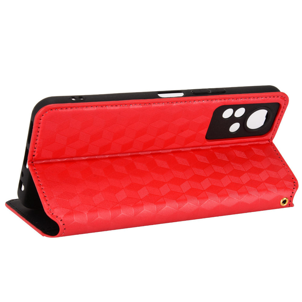 For Infinix Note 12 4G X663, X663C, X663D Imprinted Rhombus Pattern Wallet Design Flip Case PU Leather Magnetic Auto-absorbed Stand Cover