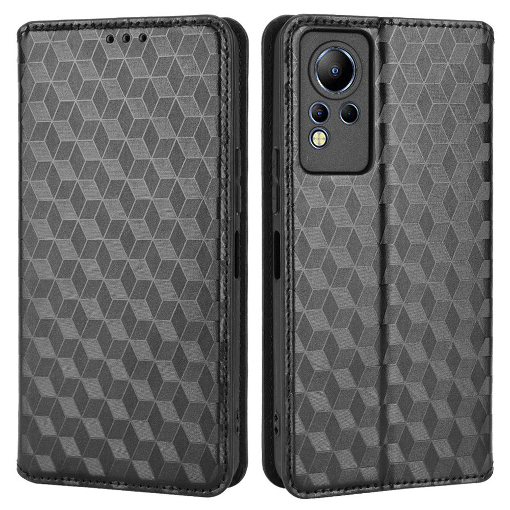 For Infinix Note 12 4G X663, X663C, X663D Imprinted Rhombus Pattern Wallet Design Flip Case PU Leather Magnetic Auto-absorbed Stand Cover