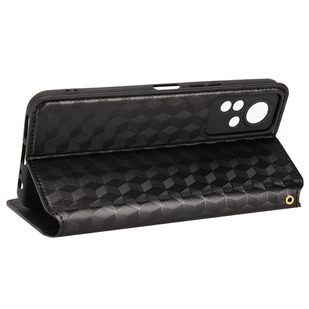 For Infinix Note 12 4G X663, X663C, X663D Imprinted Rhombus Pattern Wallet Design Flip Case PU Leather Magnetic Auto-absorbed Stand Cover