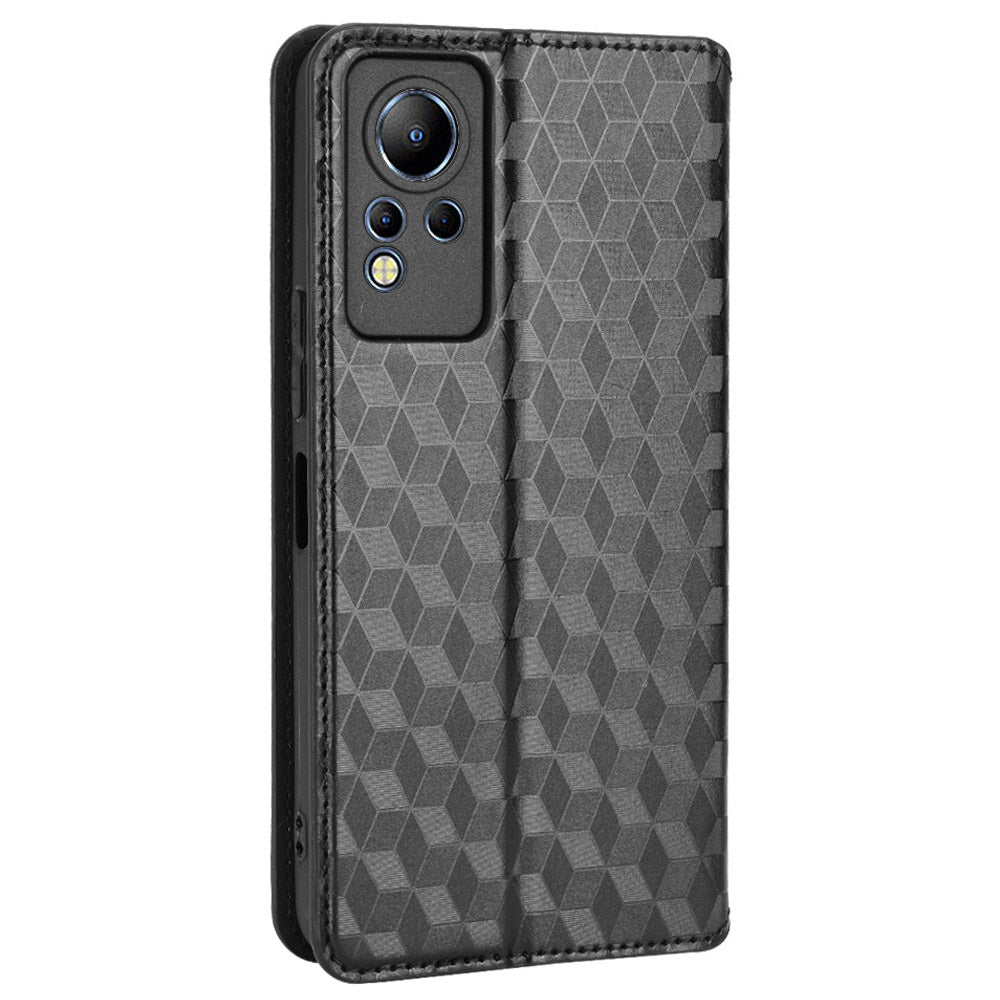 For Infinix Note 12 4G X663, X663C, X663D Imprinted Rhombus Pattern Wallet Design Flip Case PU Leather Magnetic Auto-absorbed Stand Cover
