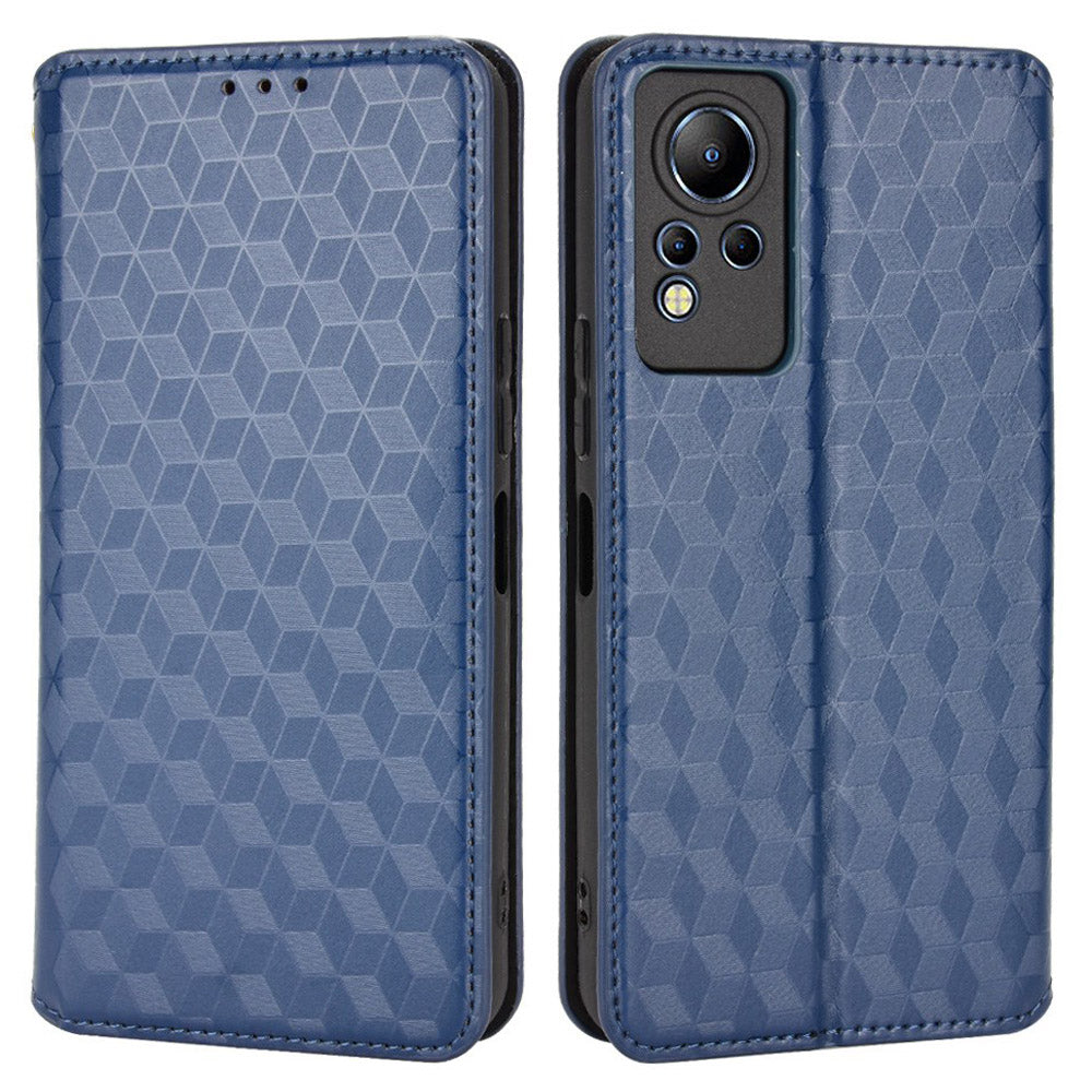 For Infinix Note 12 4G X663, X663C, X663D Imprinted Rhombus Pattern Wallet Design Flip Case PU Leather Magnetic Auto-absorbed Stand Cover