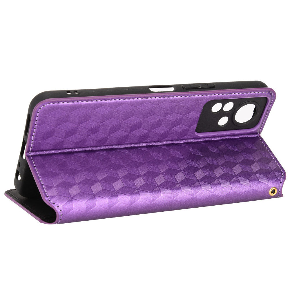 For Infinix Note 12 4G X663, X663C, X663D Imprinted Rhombus Pattern Wallet Design Flip Case PU Leather Magnetic Auto-absorbed Stand Cover