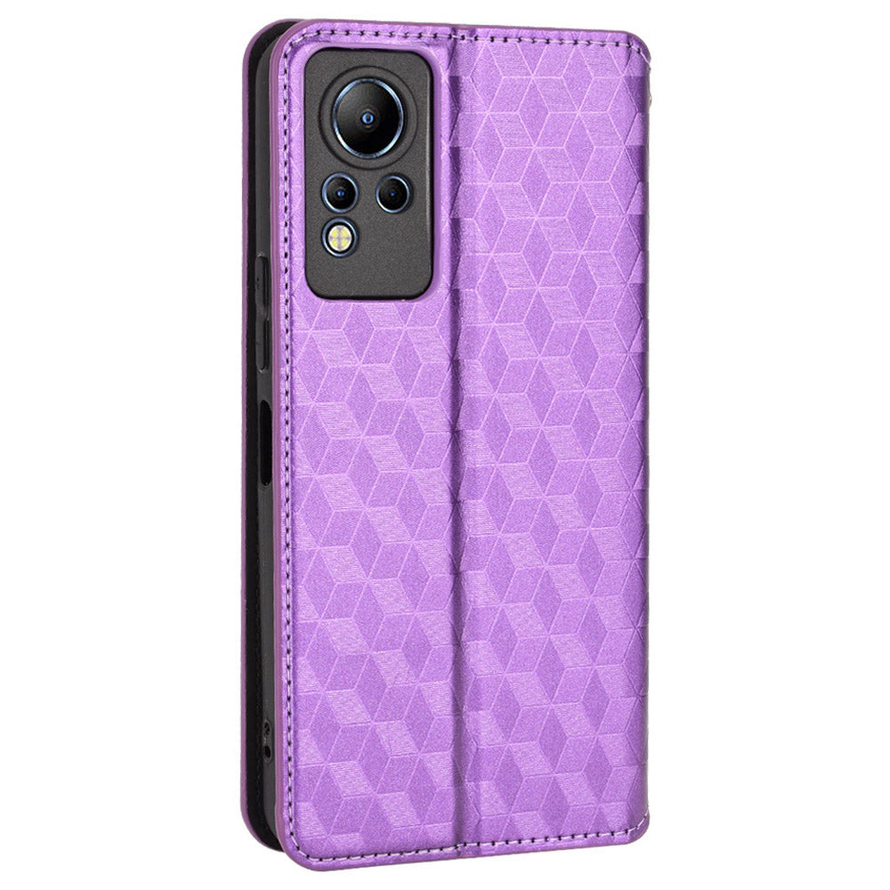 For Infinix Note 12 4G X663, X663C, X663D Imprinted Rhombus Pattern Wallet Design Flip Case PU Leather Magnetic Auto-absorbed Stand Cover