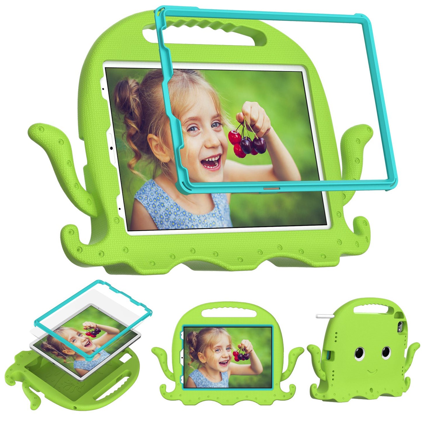For iPad Pro 11-inch (2018)/(2020)/(2021) EVA Protective Case Cute Cartoon Octopus Anti-Scratch Cover Shockproof Portable Tablet Case with Shoulder Strap