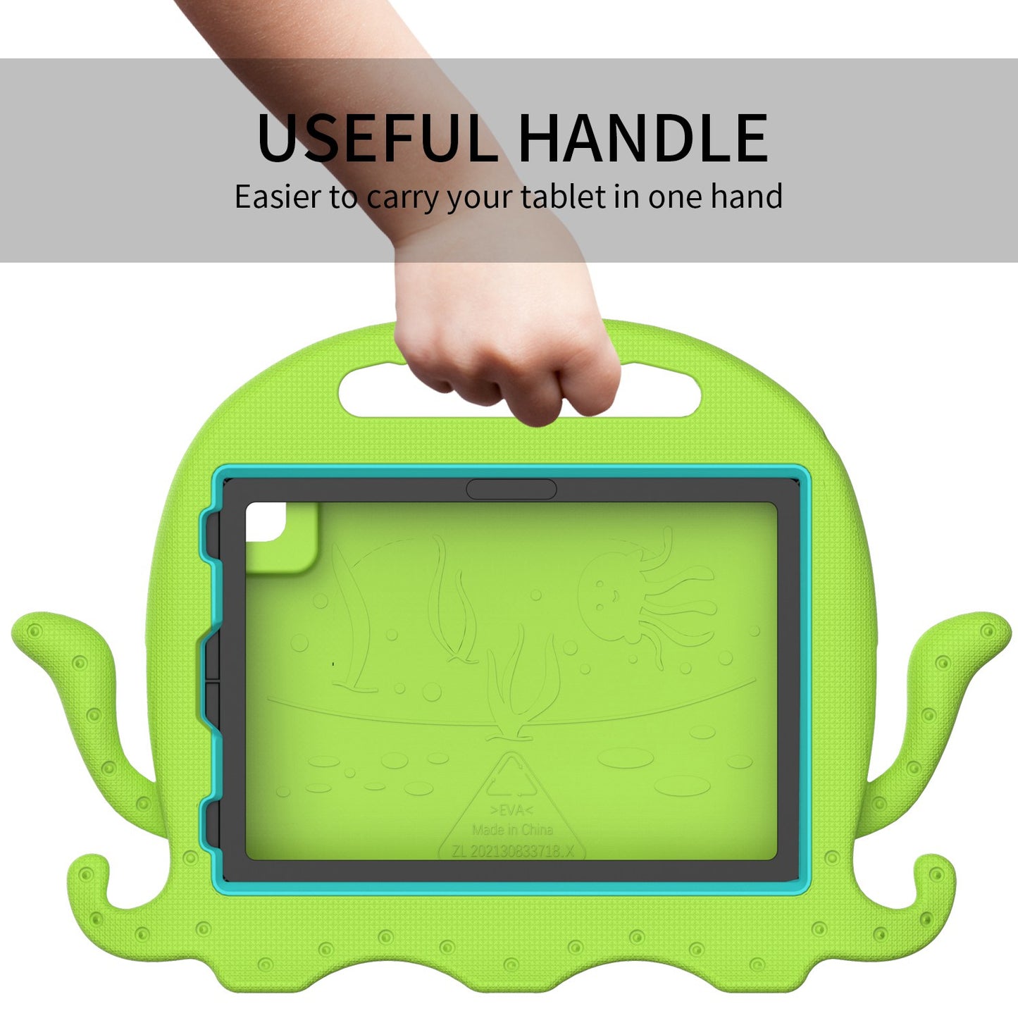 For iPad Pro 11-inch (2018)/(2020)/(2021) EVA Protective Case Cute Cartoon Octopus Anti-Scratch Cover Shockproof Portable Tablet Case with Shoulder Strap